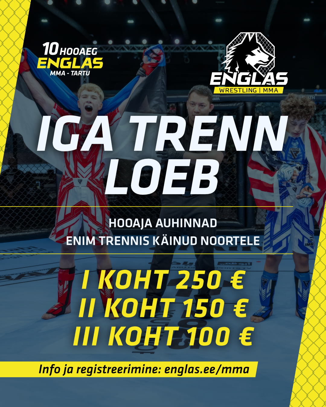 IGA TRENN LOEB: hooaja auhinnad enim trennis käinud noortele. I koht 250, II koht 150, III koht 100 eurot.